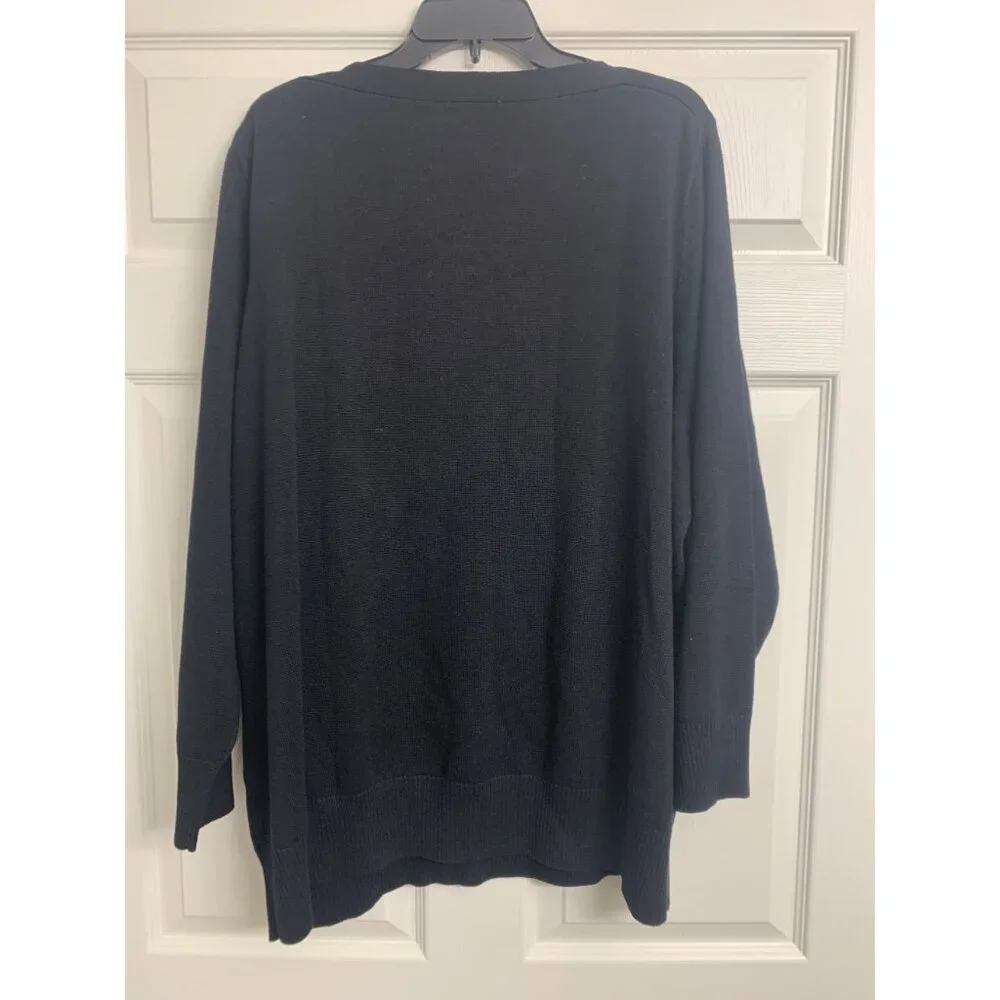 Susan Graver Boat Neck Cotton‎ Viscose Black Sweater Size 3X